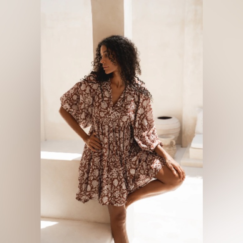 Daughters of India boho Kyra Dress in Wine XS